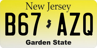 NJ license plate B67AZQ
