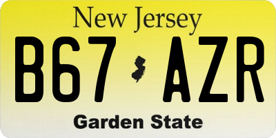 NJ license plate B67AZR