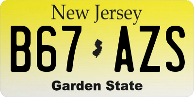 NJ license plate B67AZS