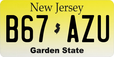 NJ license plate B67AZU
