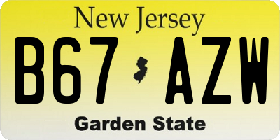 NJ license plate B67AZW