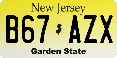 NJ license plate B67AZX