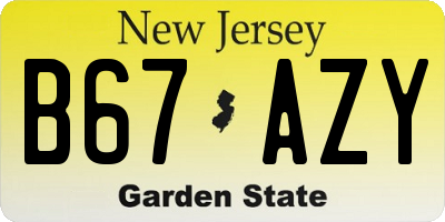 NJ license plate B67AZY