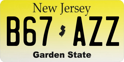 NJ license plate B67AZZ