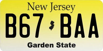 NJ license plate B67BAA