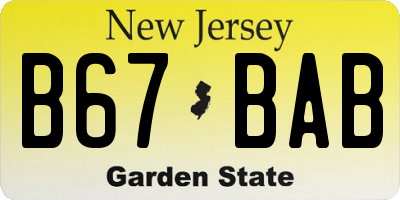 NJ license plate B67BAB