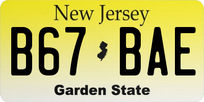 NJ license plate B67BAE