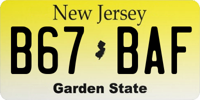 NJ license plate B67BAF