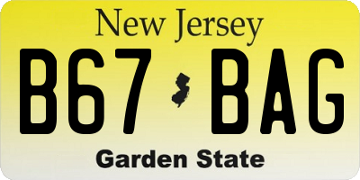 NJ license plate B67BAG