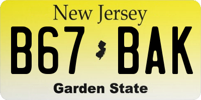 NJ license plate B67BAK