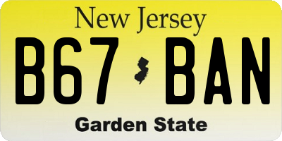 NJ license plate B67BAN