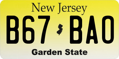 NJ license plate B67BAO