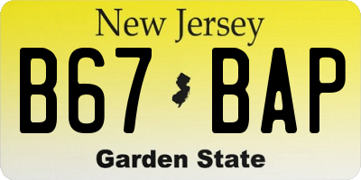 NJ license plate B67BAP