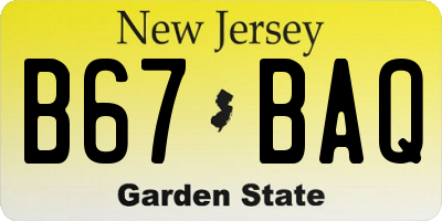 NJ license plate B67BAQ