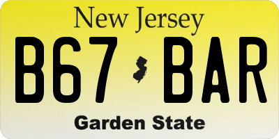 NJ license plate B67BAR