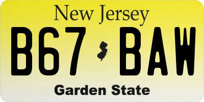 NJ license plate B67BAW