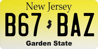 NJ license plate B67BAZ