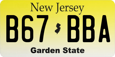 NJ license plate B67BBA