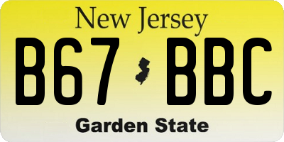 NJ license plate B67BBC
