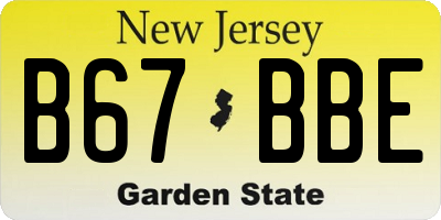NJ license plate B67BBE