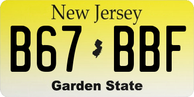 NJ license plate B67BBF