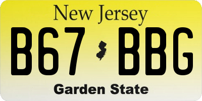 NJ license plate B67BBG