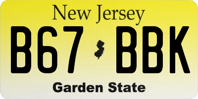 NJ license plate B67BBK