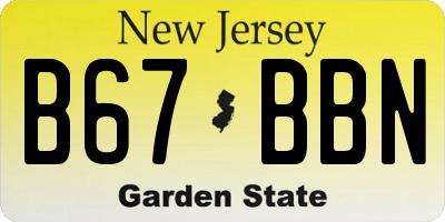 NJ license plate B67BBN