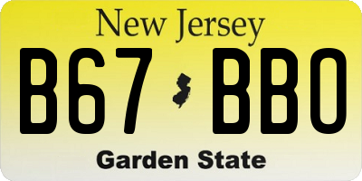 NJ license plate B67BBO