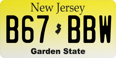 NJ license plate B67BBW