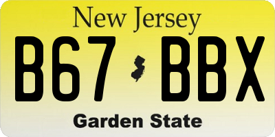 NJ license plate B67BBX