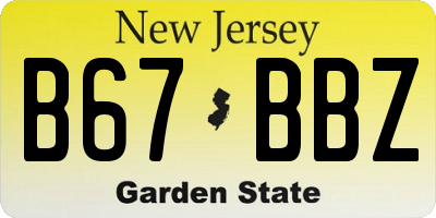 NJ license plate B67BBZ