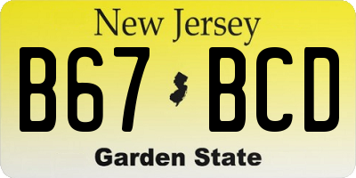 NJ license plate B67BCD