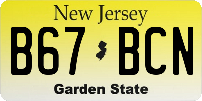 NJ license plate B67BCN