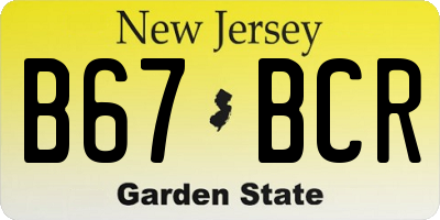 NJ license plate B67BCR