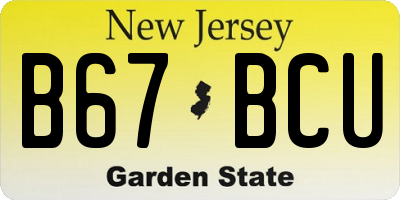 NJ license plate B67BCU