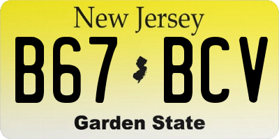 NJ license plate B67BCV
