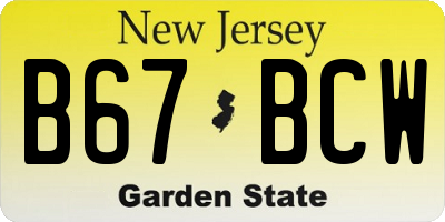 NJ license plate B67BCW