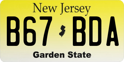 NJ license plate B67BDA