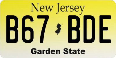 NJ license plate B67BDE