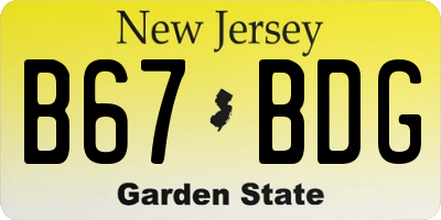 NJ license plate B67BDG