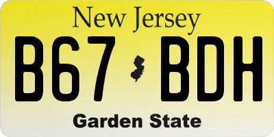 NJ license plate B67BDH