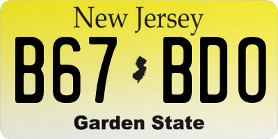 NJ license plate B67BDO