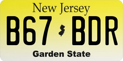 NJ license plate B67BDR