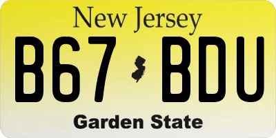 NJ license plate B67BDU