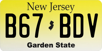 NJ license plate B67BDV