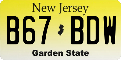 NJ license plate B67BDW