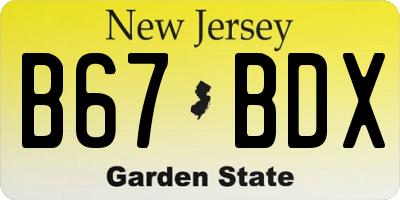 NJ license plate B67BDX