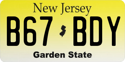 NJ license plate B67BDY