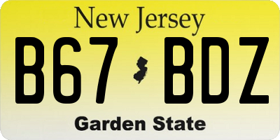 NJ license plate B67BDZ